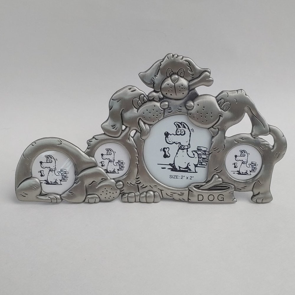 🎃Pewter finish Dog Collage photo frame New in box